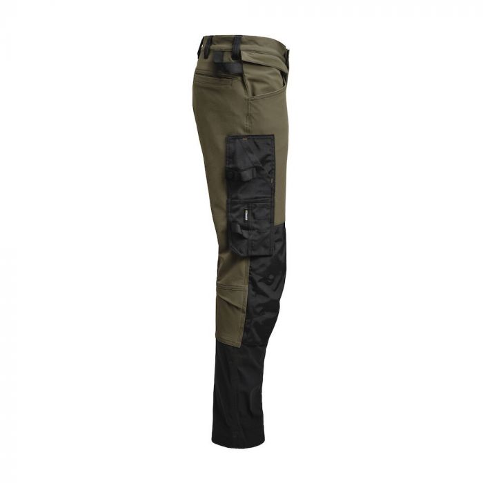 2371 - Dames broek stretch - olijfgroen/zwart