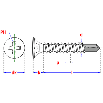 Zelfborende schroef VK DIN7504O 4.8x38mm (200st)