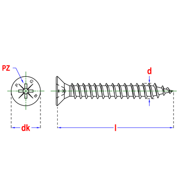 Spaanderplaatschroef VK-Z ZGN 3.0x25mm (200st)