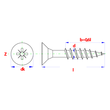 Spaanderplaatschroef VK-Z ZGN 6.0x70mm (200st)