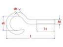 Metrische schroefhaken M4x50mm (3st)