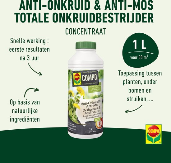 Compo anti-onkruid en anti-mos concentraat 1l