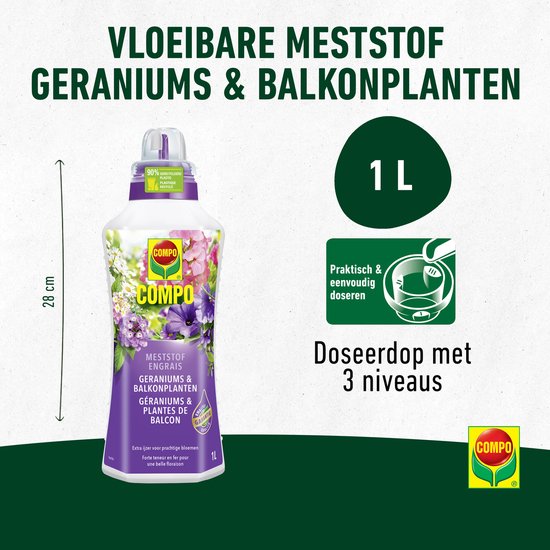 Compo vloeibare meststof geraniums  & balkonplanten 1L