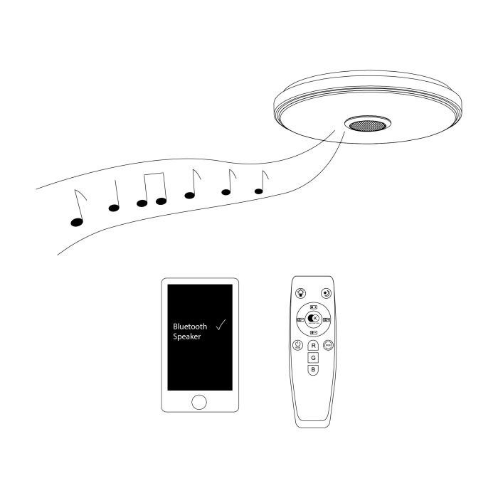 Milazzo LED plafondlamp met bluetooth & afstandsbediening 39cm