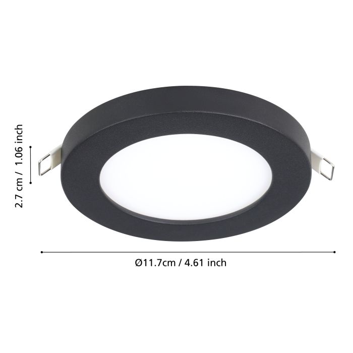 Eglo Fueva flex inbouwarmatuur 117mm zwart 700lm 4000K