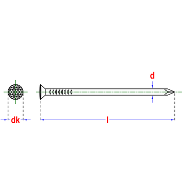 Nagel met plat-geruite kop D.1151B 5.0x140mm (5kg)