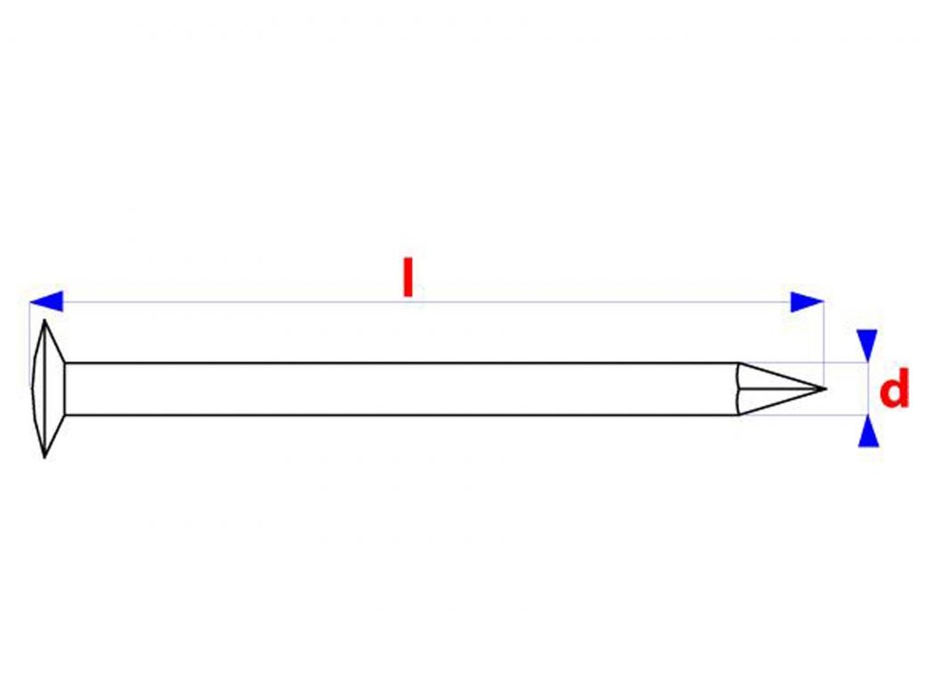 Nagel met bolverzonkenkop in gehard staal 3.0x50mm (180gr)