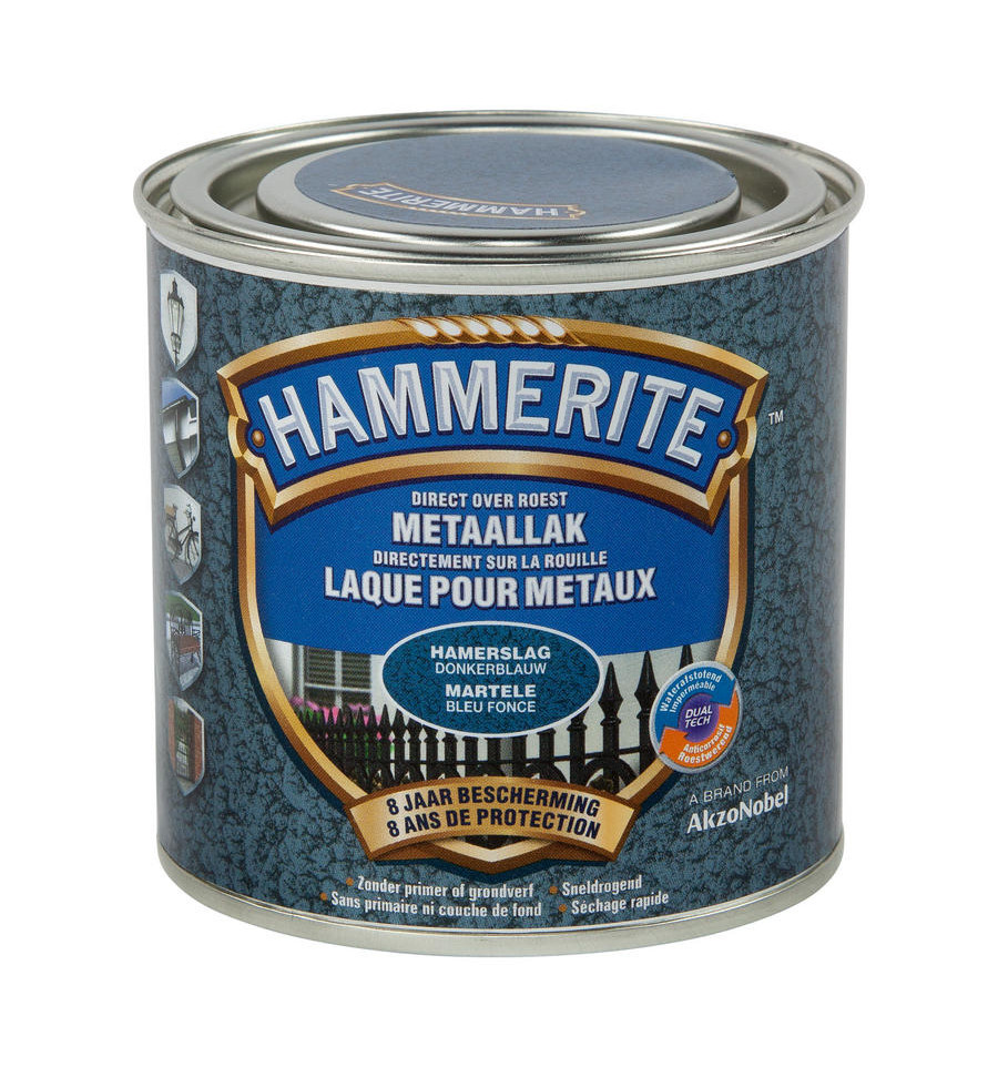 HAMMERITE HAMERSLAGLAK 250ML DONKERBLAUW