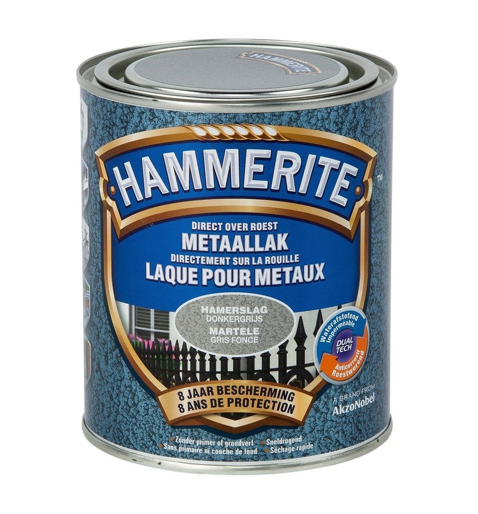 HAMMERITE HAMERSLAGLAK 750ML DONKERGRIJS