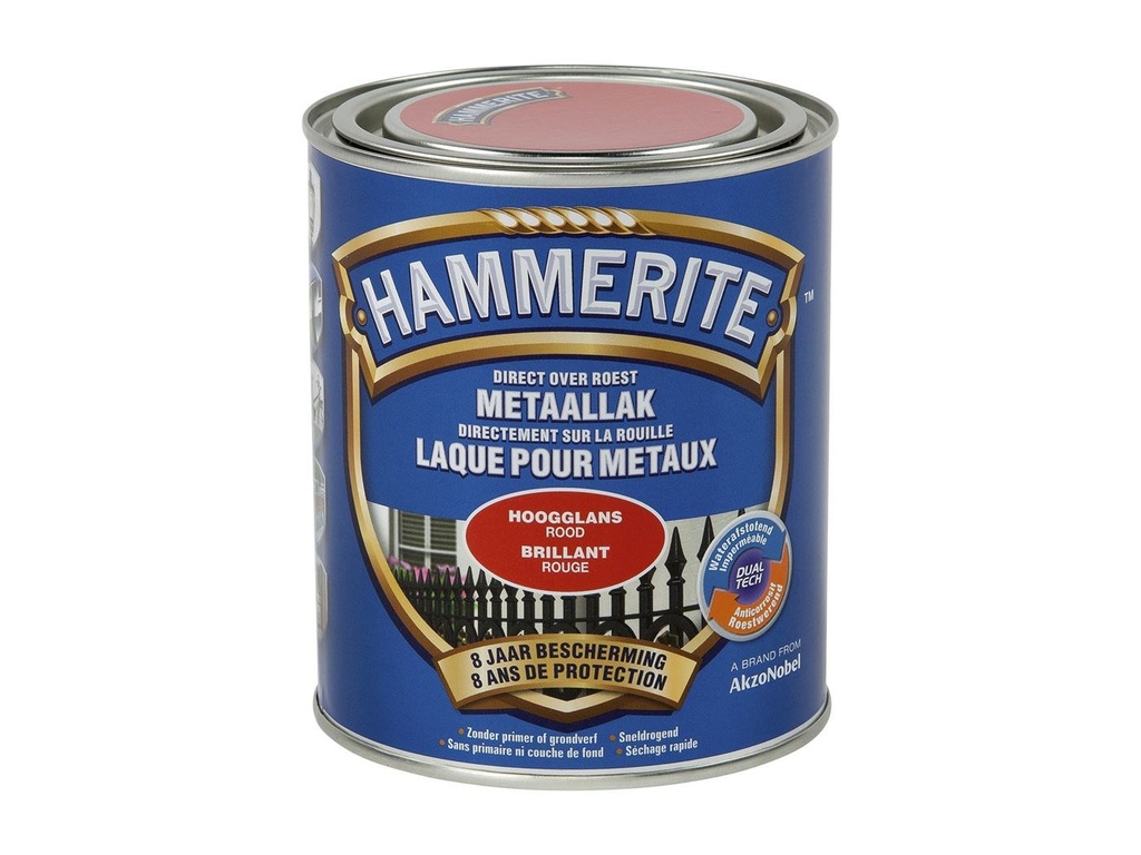 HAMMERITE HOOGGLANSLAK 750ML ROOD