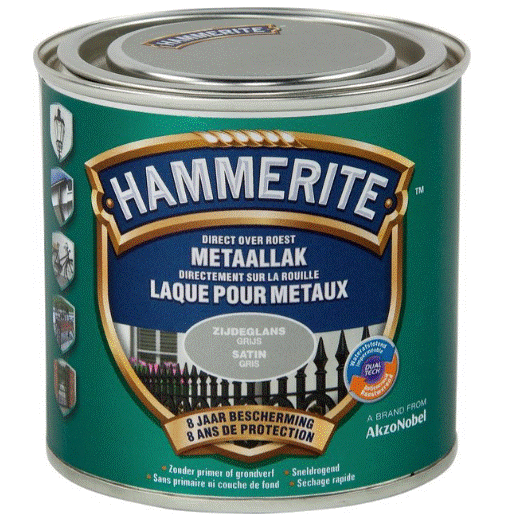 Hammerite metaallak satijnglanslak grijs - 250ml