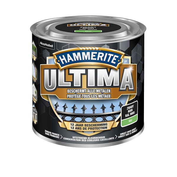 HAMMERITE - ULTIMA MAT ZWART/9005 - 250ML