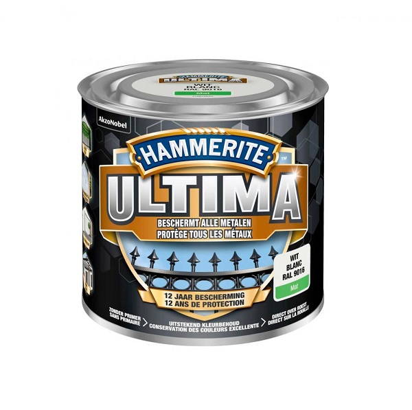 Hammerite Ultima metaallak mat wit RAL9016 - 750ml