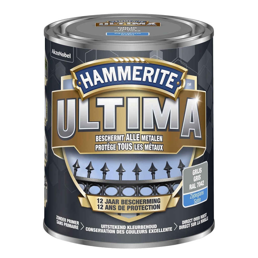 HAMMERITE - ULTIMA ZIJDEGLANS GRIJS/7042 - 750ML