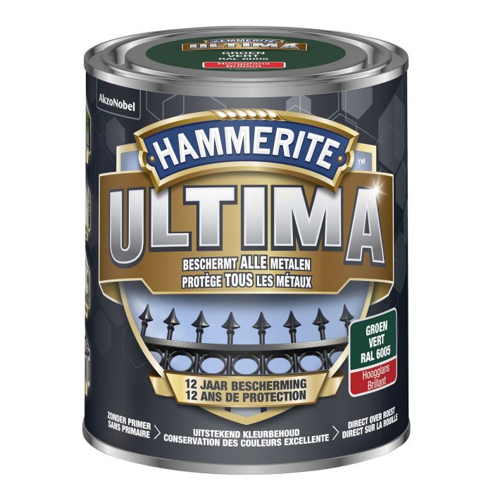 Hammerite Ultima metaallak hoogglans groen RAL6005 - 750ml