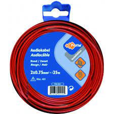 Profile audiokabel 2x 0.75 rood/zwart 25m