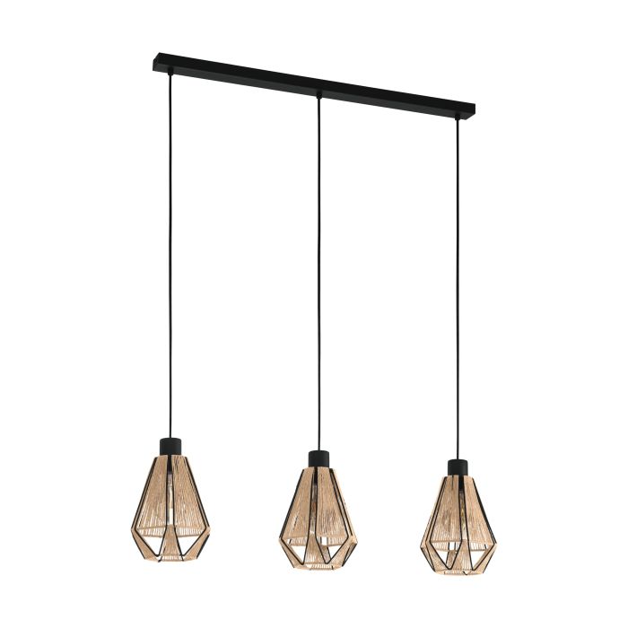 Eglo Adwickle hanglamp 3x E27 textiel/zwart