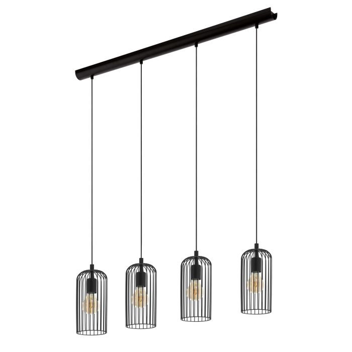 Eglo Roccamana hanglamp 4x E27 zwart/staal