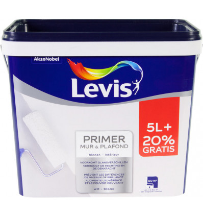 Levis primer voor muur & plafond 5 + 1L gratis