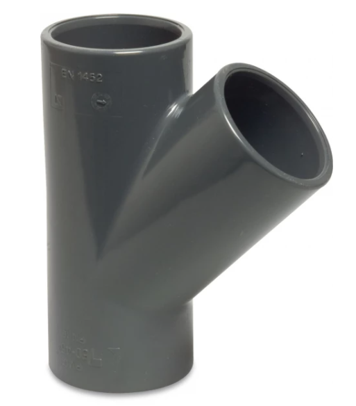 Druk PVC T-stuk 25mm - 45°