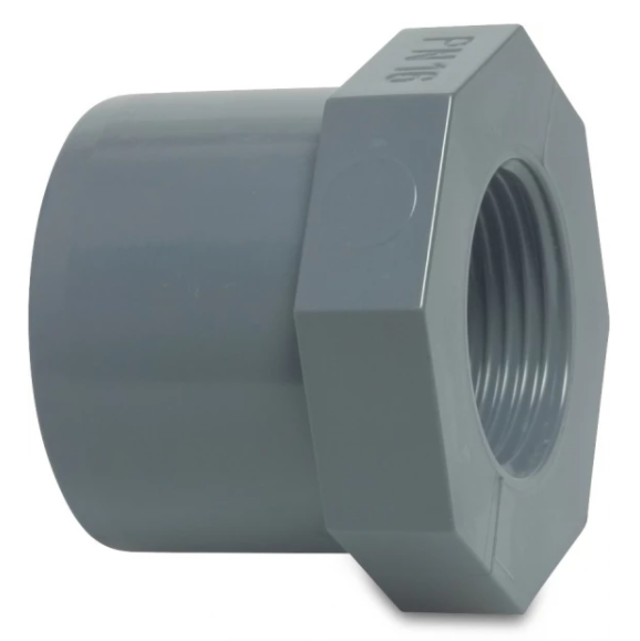Druk PVC verloopring 25mm x 1/2 F