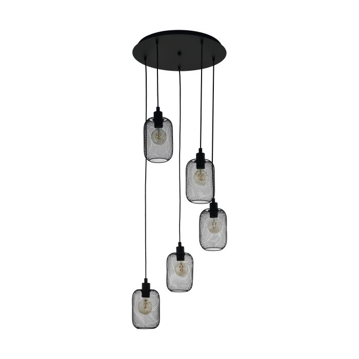 Eglo Wrington hanglamp 5x E27 zwart