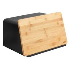 Kubo broodbox met bamboo snijplank zwart