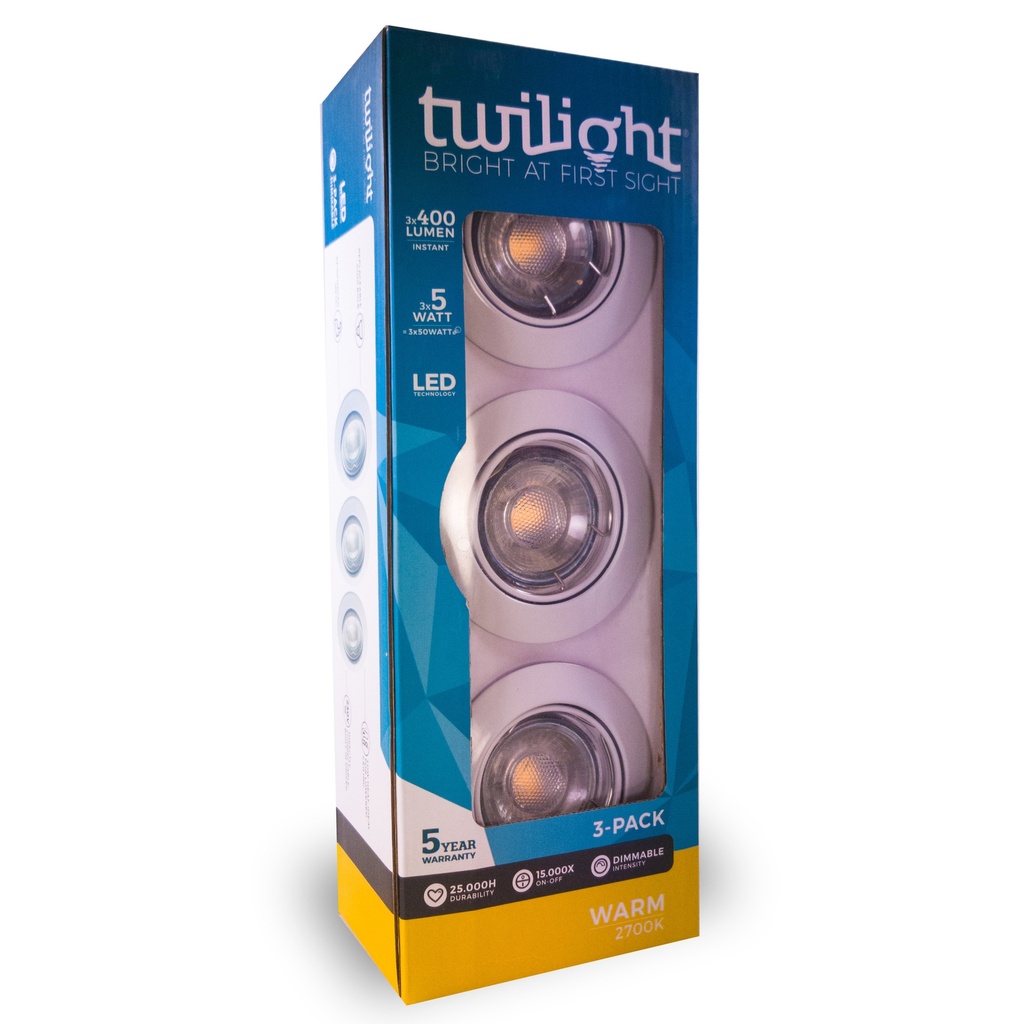 Twilight NEO inbouwspot IP20 2700K dimbaar wit 5W 400Lm (3st)