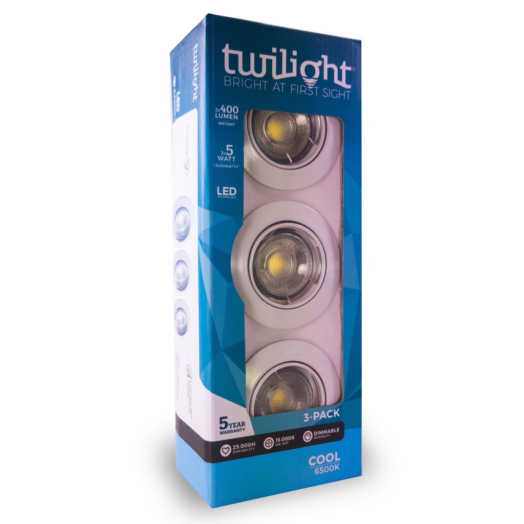 Twilight NEO inbouwspot IP20 6500K dimbaar wit 5W 400Lm (3st)