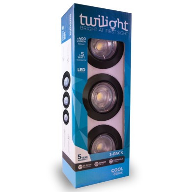 Twilight NEO inbouwspot IP20 6500K dimbaar zwart 5W 400Lm (3st)