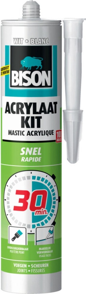 Bison acrylaatkit overschilderbaar 30min wit 300ml