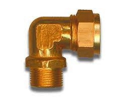[13746] Klemkoppeling knie messing 3/8Mx10 mm