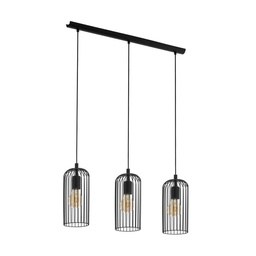 [85583] Eglo Roccamena 1 hanglamp 3x E27 zwart/staal