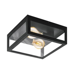 [74382] Eglo Alamonte 1 wand/plafondlamp buiten 2x E27 zwart