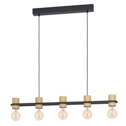 [82763] Eglo Chieveley hanglamp 5X E27 zwart/hout